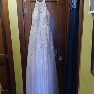 Elegant Mauve and Silver Gown